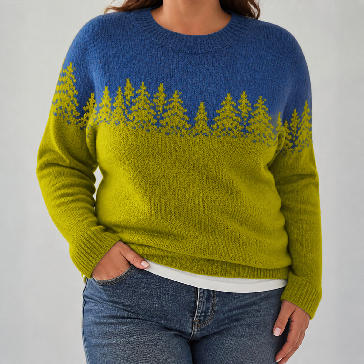 Maria - Retro Scandinavian knitted sweater - Plus size model