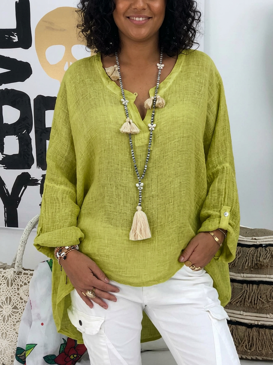 Criza | Lightweight Oversized Blouse - Plus size model