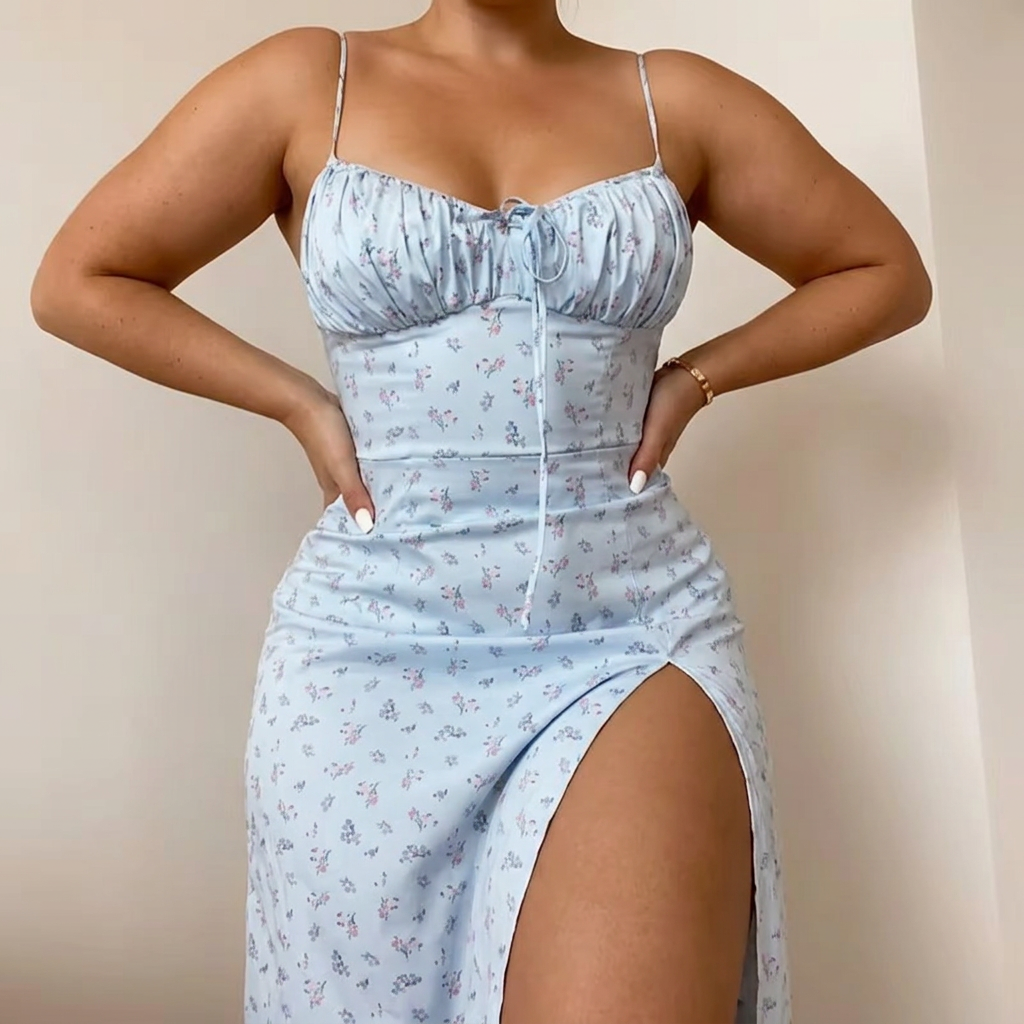 Olivia Women’s Elegant Floral Dress - Plus size model
