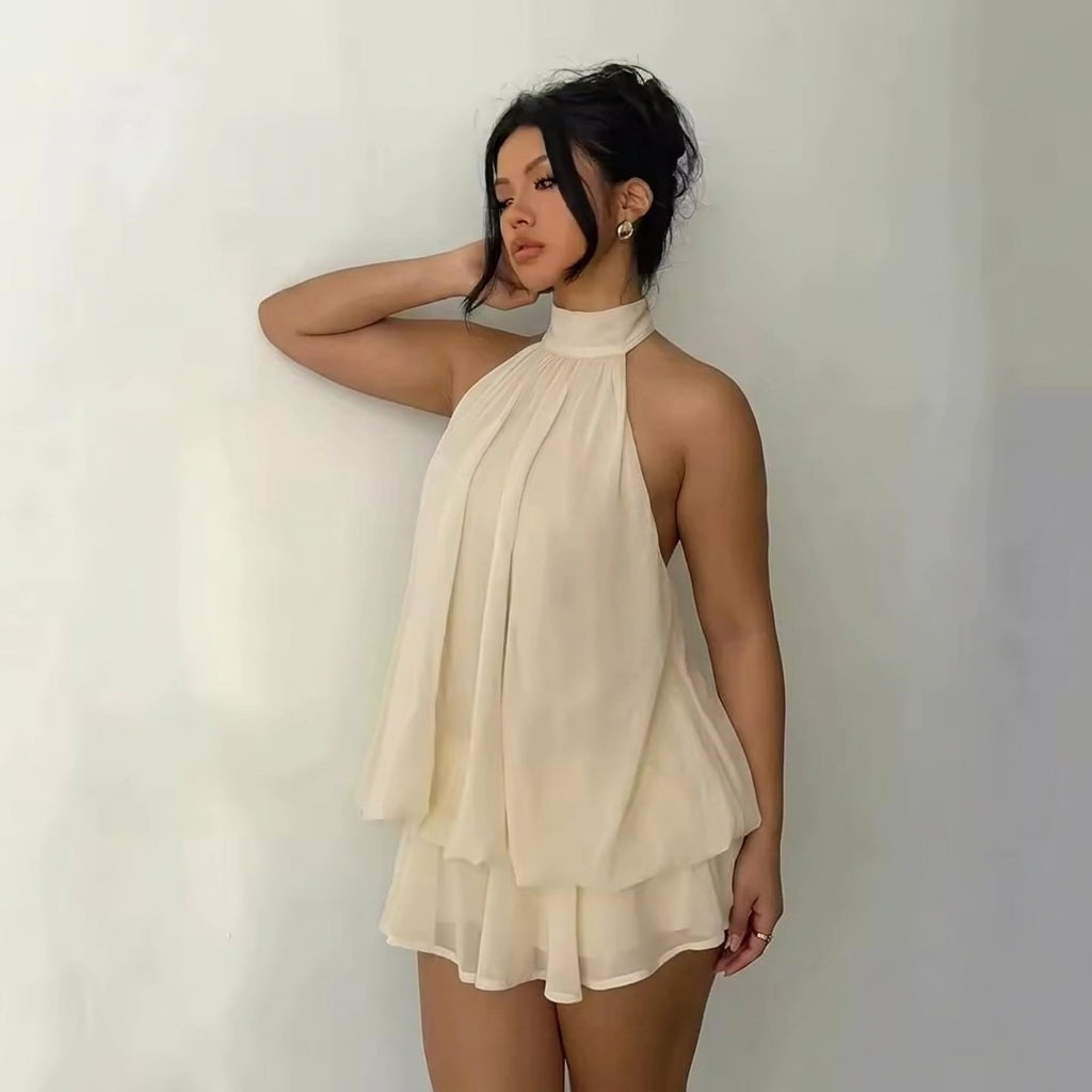 Madison – Backless Ruffle Mini Dress - Plus size model