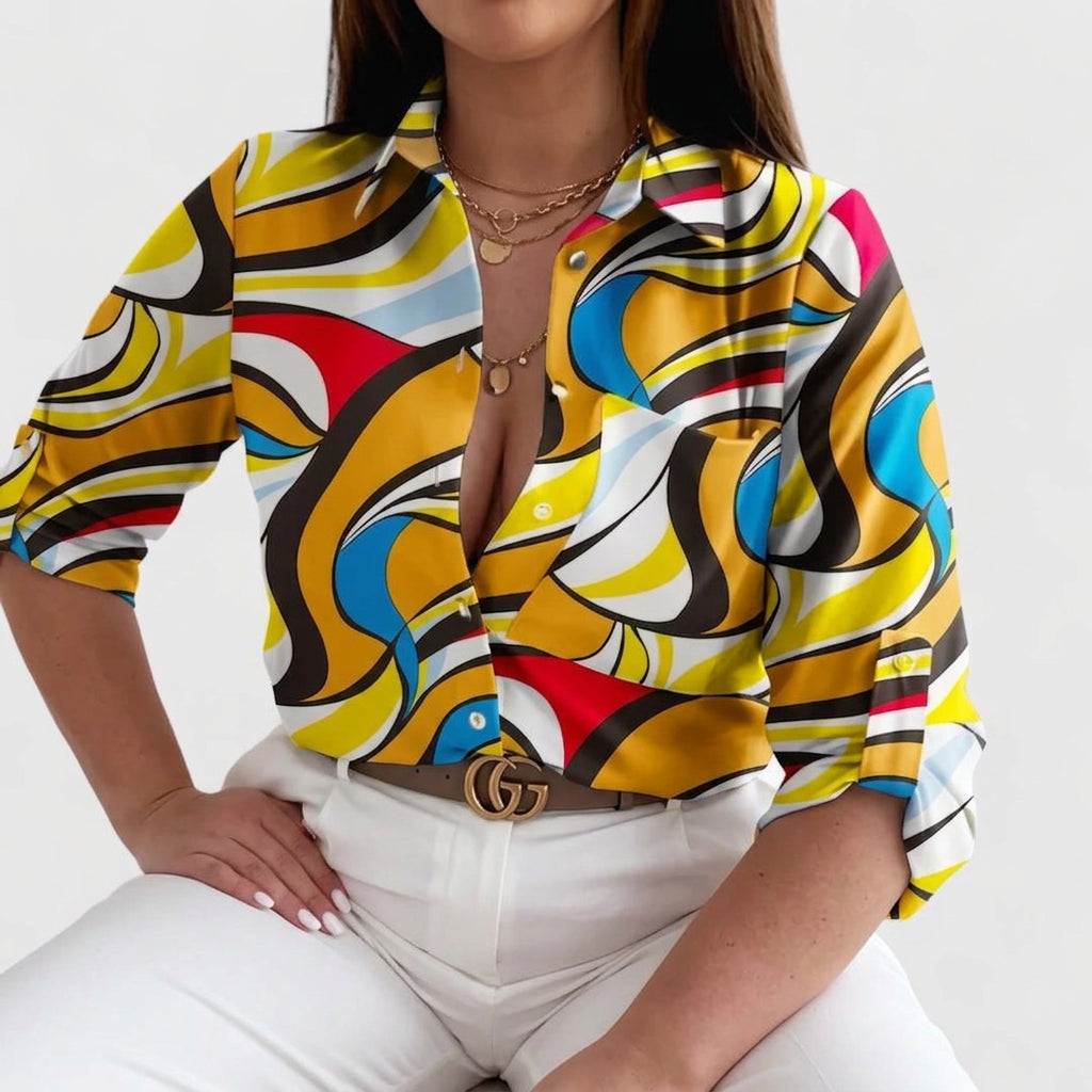 Lisette | Elegant Long Sleeve Blouse - Plus size model