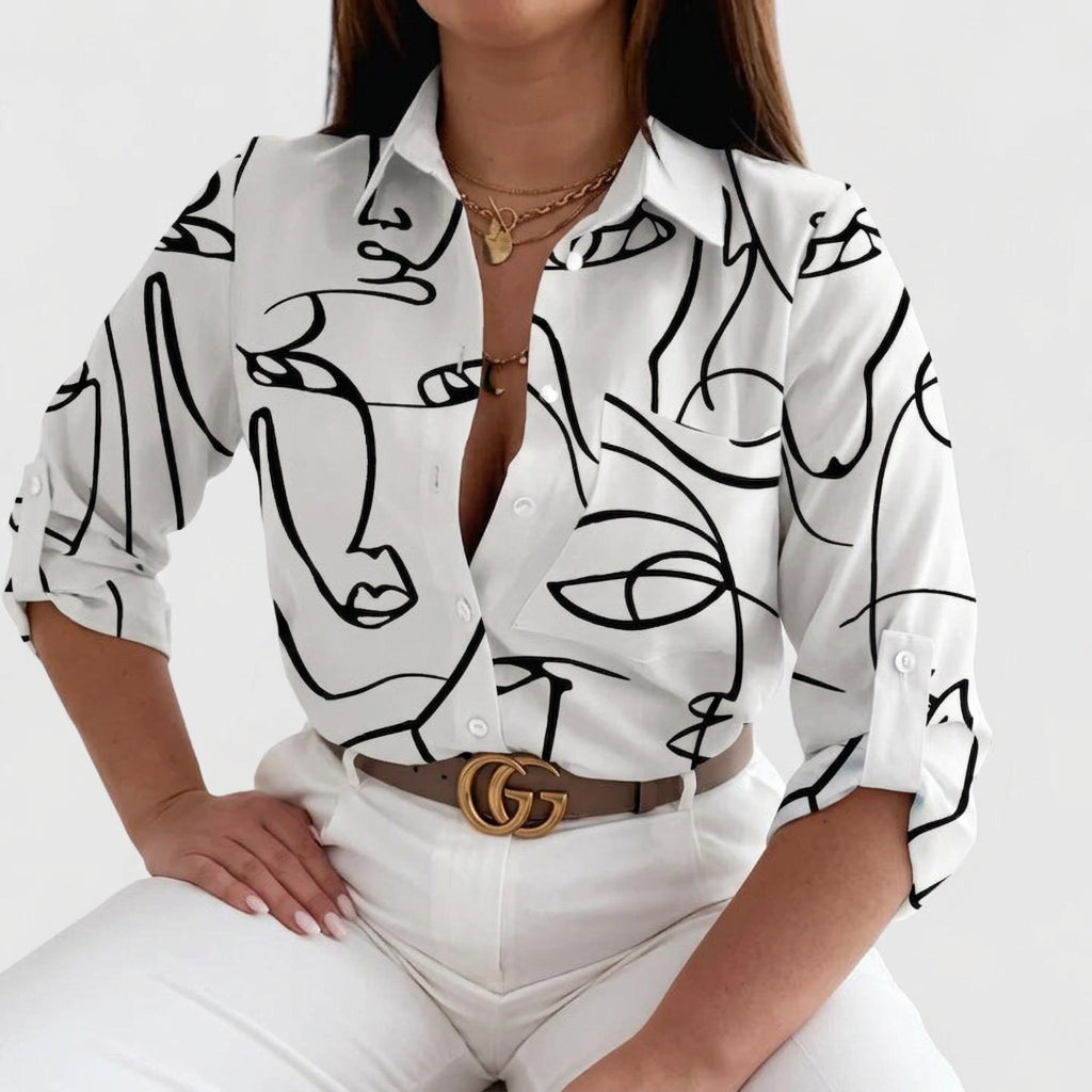 Lisette | Elegant Long Sleeve Blouse - Plus size model