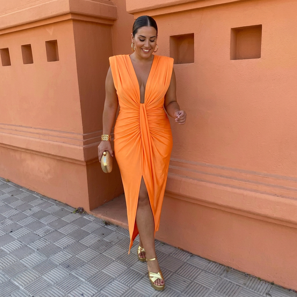 Lily | Elegant Pleated Dress - Plus size model