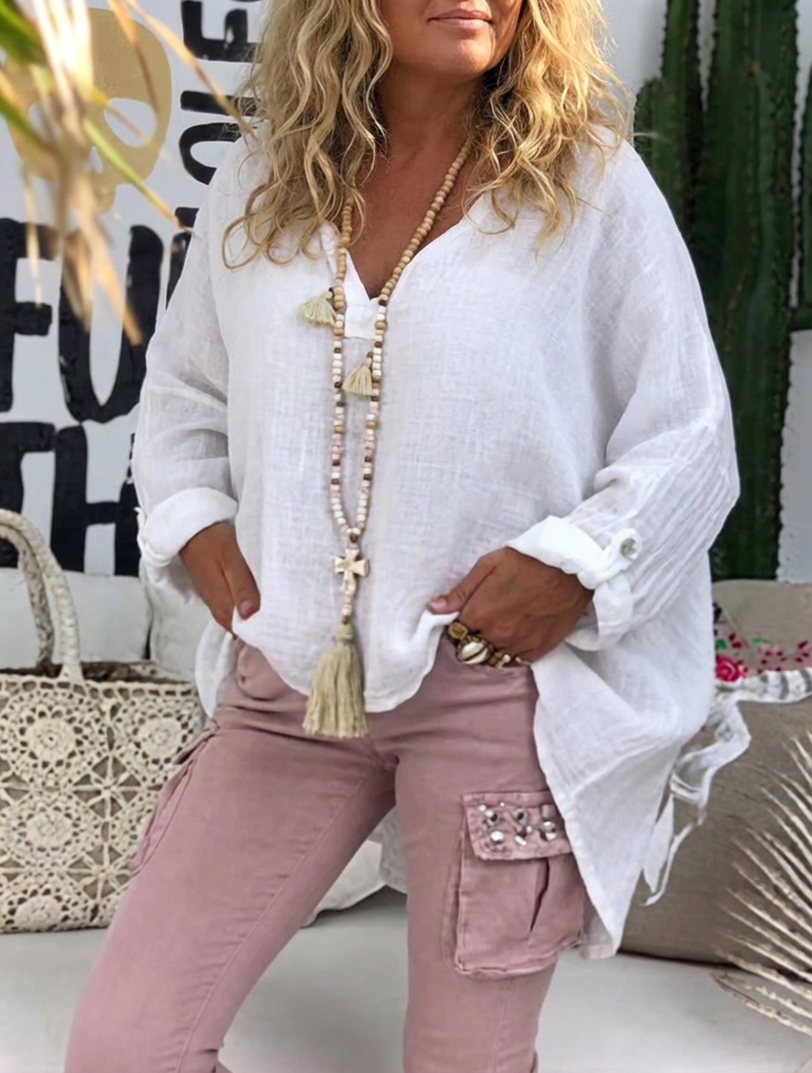 Criza | Lightweight Oversized Blouse - Plus size model