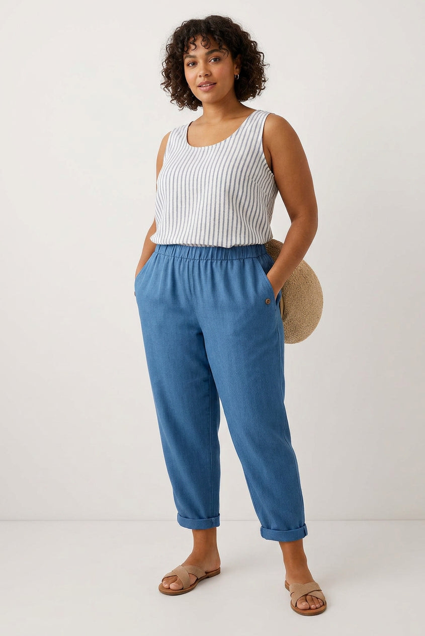Stella | Timeless Linen-look Trousers - Plus size model