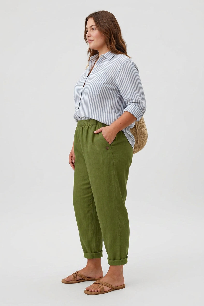 Stella | Timeless Linen-look Trousers - Plus size model