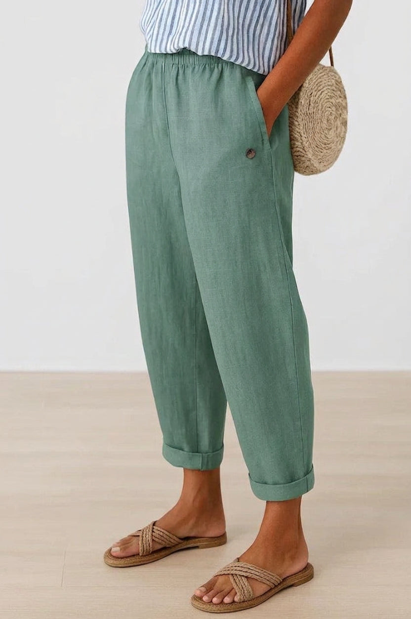 Stella | Timeless Linen-look Trousers - Plus size model
