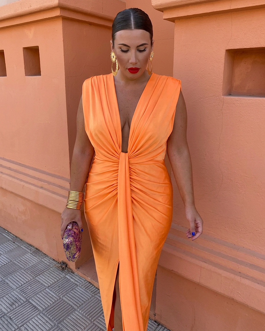 Lily | Elegant Pleated Dress - Plus size model