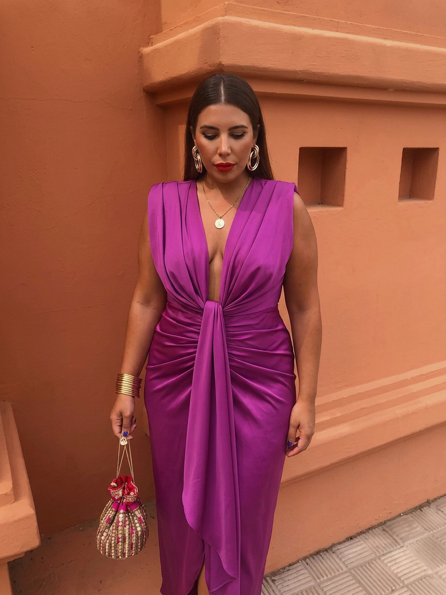 Lily | Elegant Pleated Dress - Plus size model