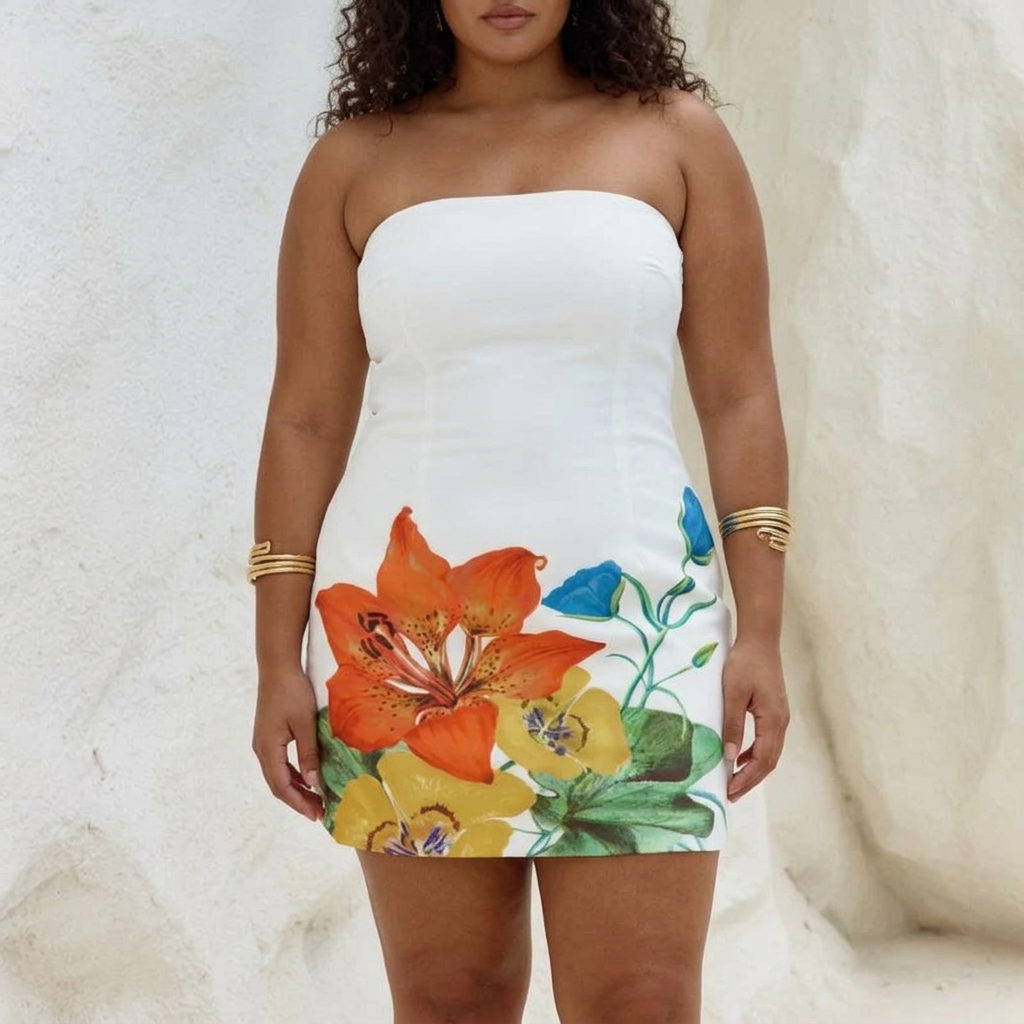 Evie Mini Dress - Plus size model