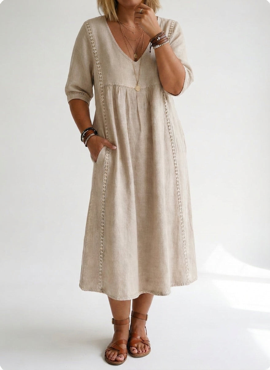 Lioréa™ — Elegant Casual Flowing Midi Dress - Plus size model