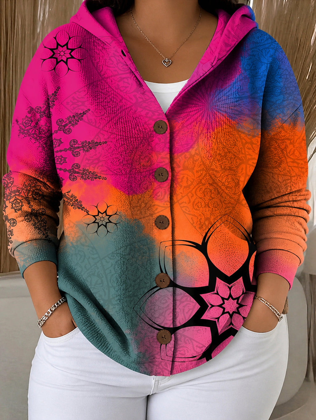Patchouli | Artistic Cardigan - Plus size model