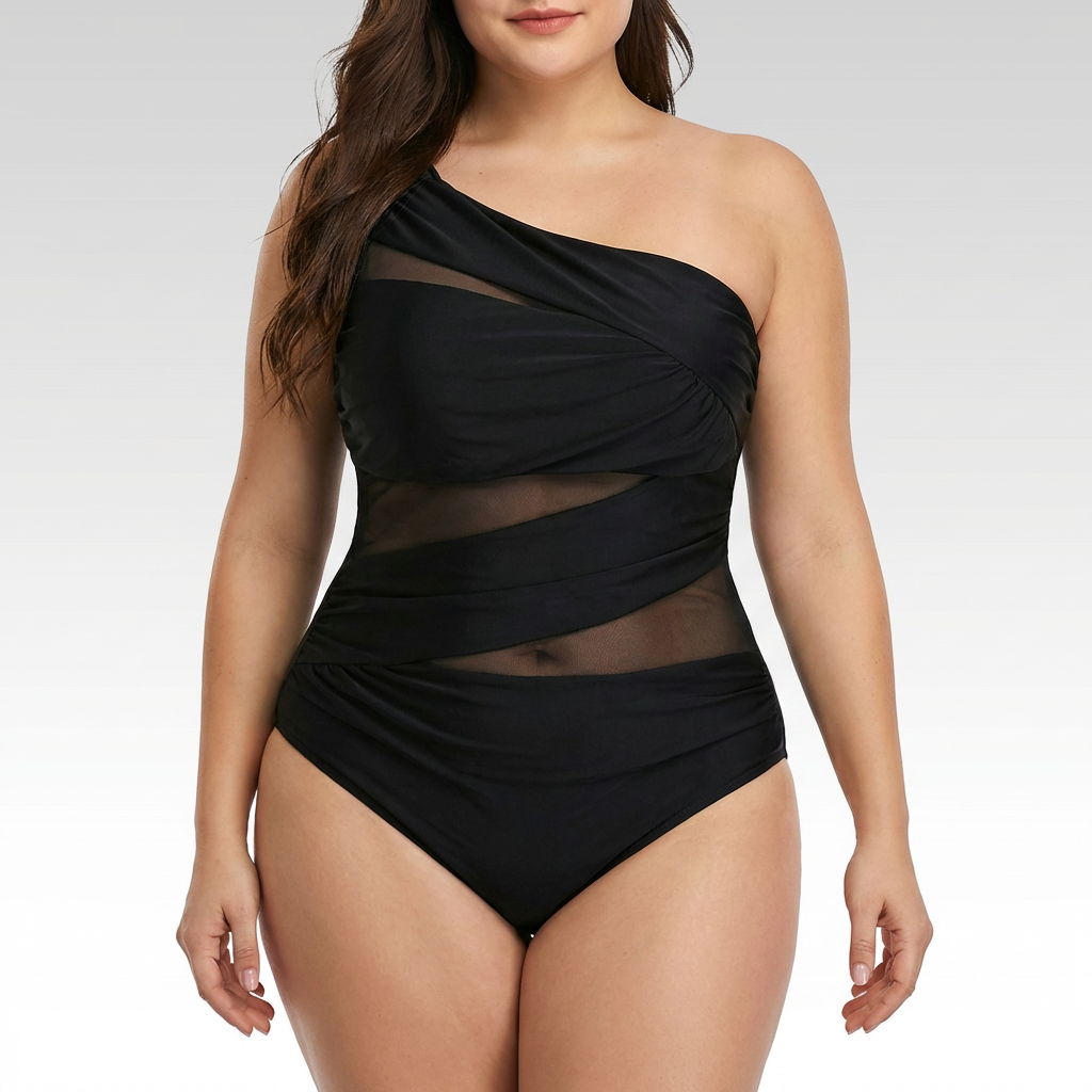 Nayla | Your Elegant One-Shoulder Swimsuit in Plus Size - Plus size model