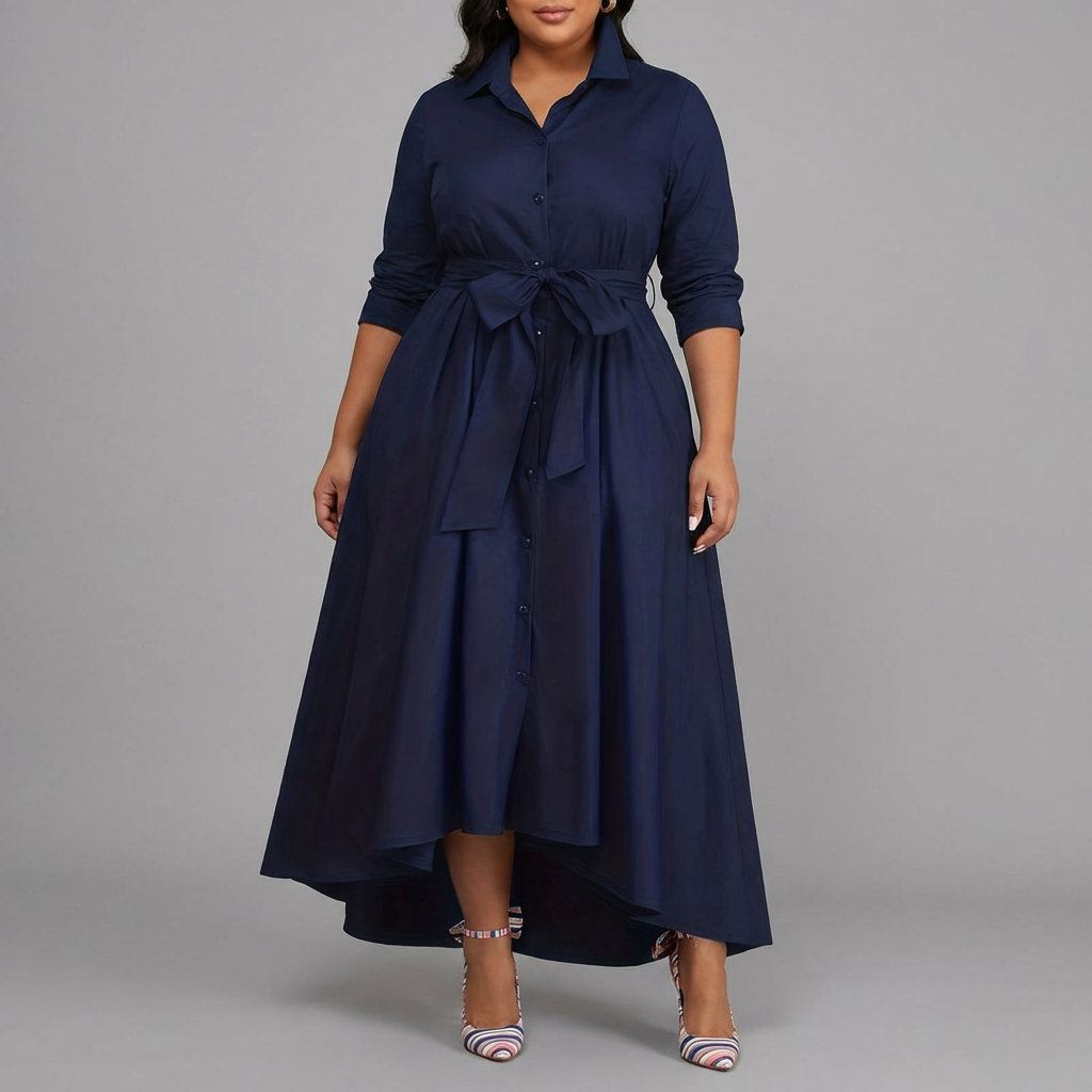 Marianne | Holiday Perfect Button-Front Maxi Dress - Plus size model
