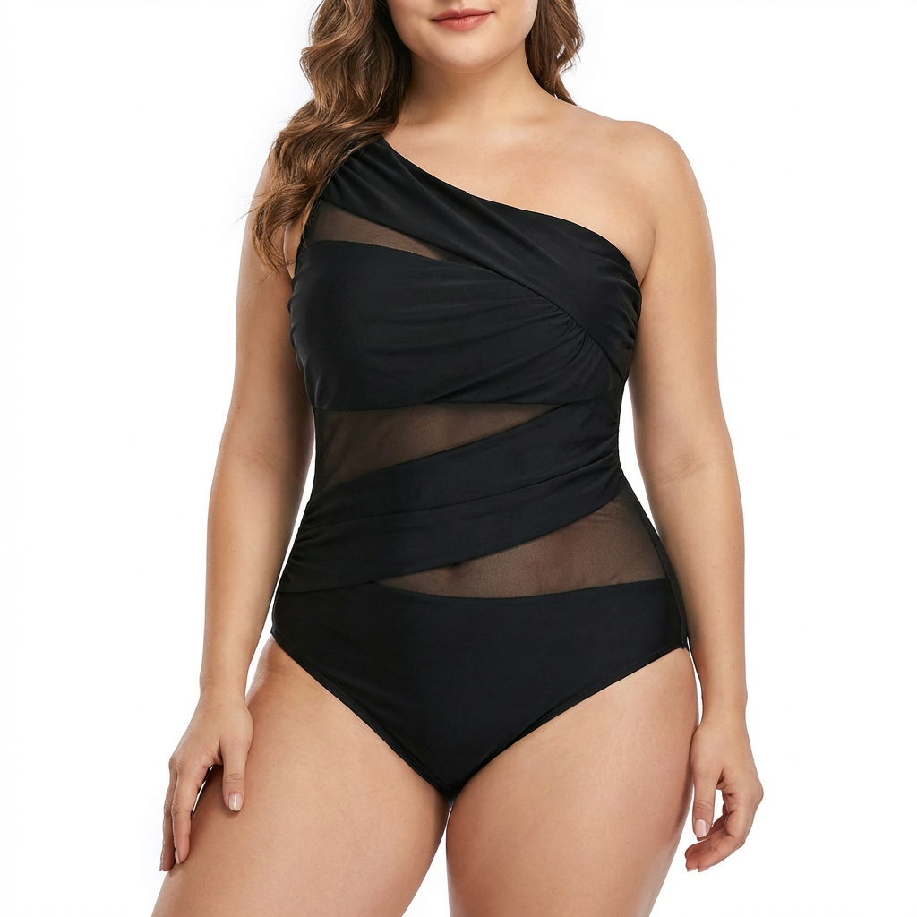 Nayla | Your Elegant One-Shoulder Swimsuit in Plus Size - Plus size model