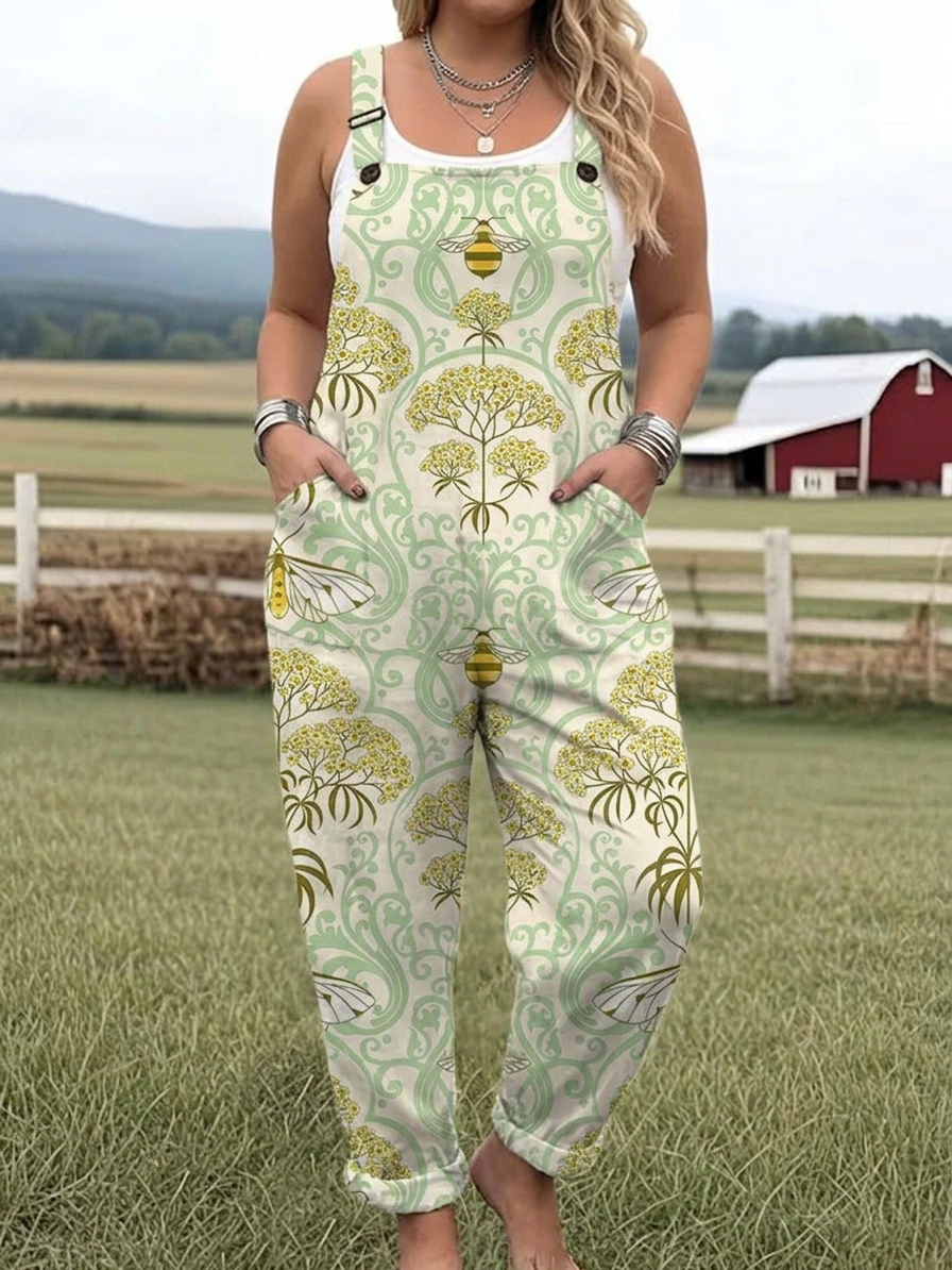 Honeybee Flower Jumpsuit - Plus size model