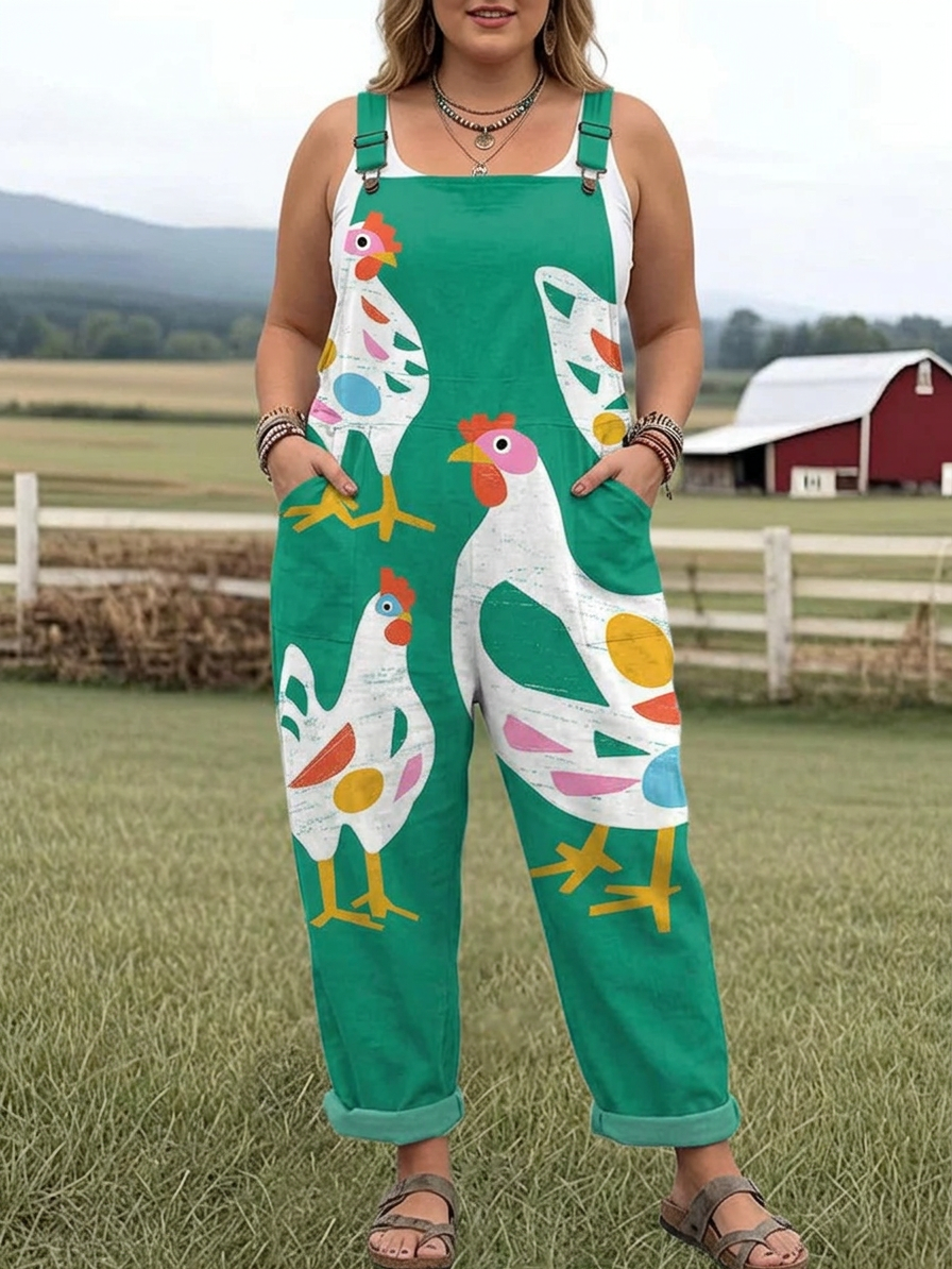Cluckin' Funny Jumpsuit - Plus size model