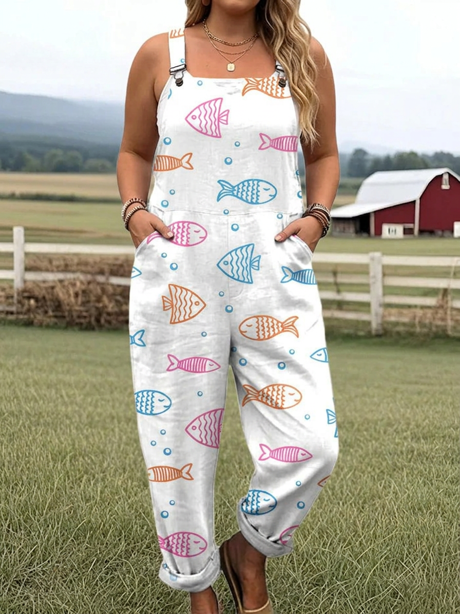 Ocean Whimsy Jumpsuit - Plus size model