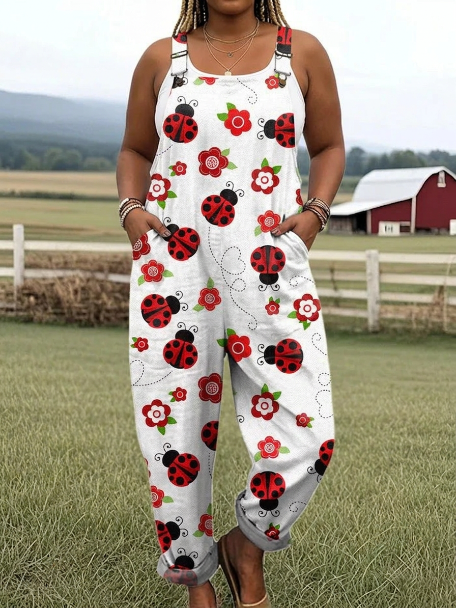 Ladybug Lane Jumpsuit - Plus size model