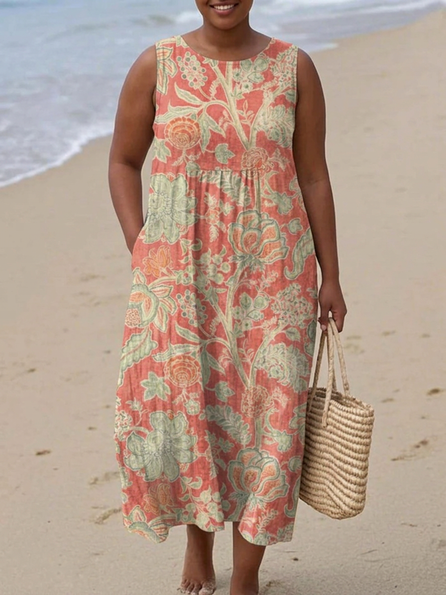 Beth™ | Floral Midi Dress - Plus size model