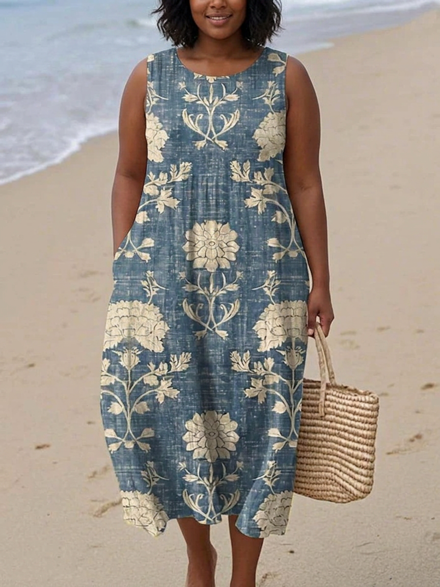 Belle™| Boho Midi Dress - Plus size model