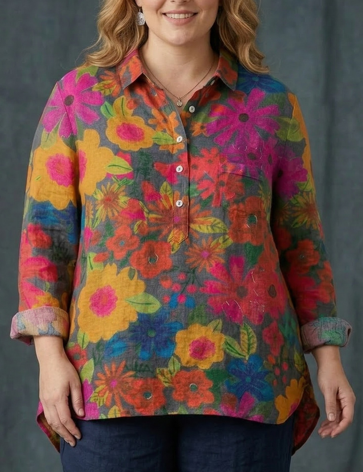 GIANNA - T-shirt with Plant Art