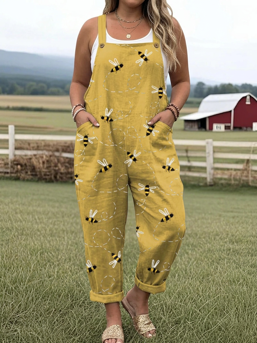 Honeybee Meadow Jumpsuit - Plus size model