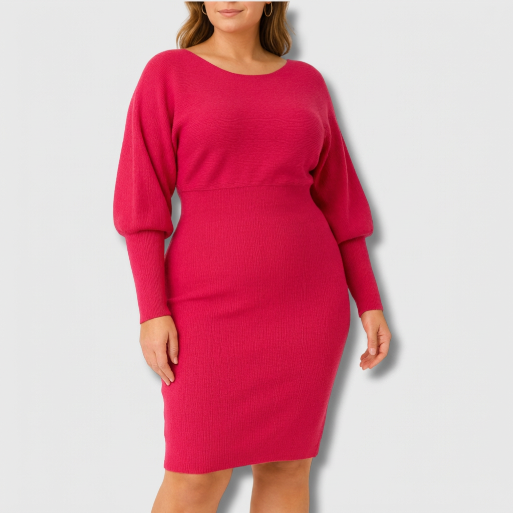 Olivia | Elegant Knit Midi Dress - Plus size model