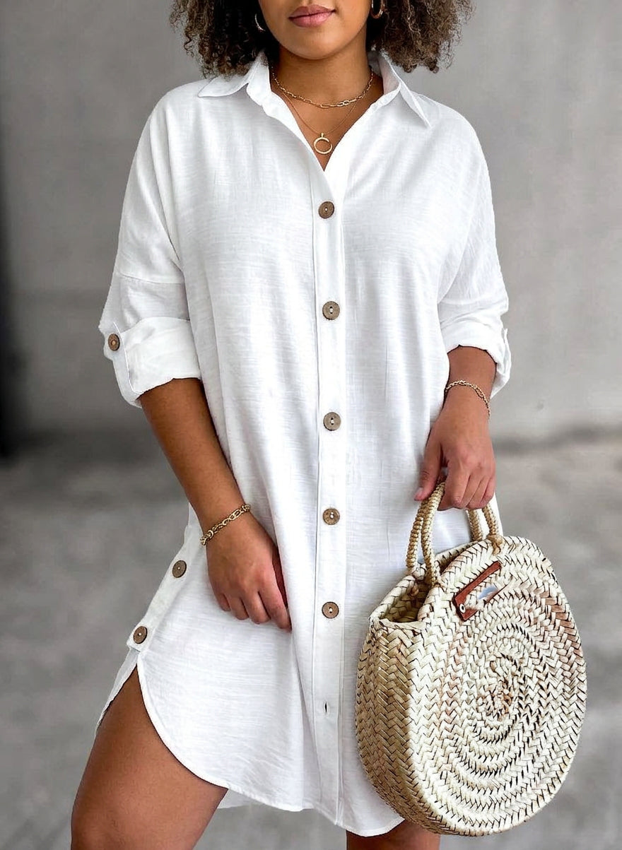 Catriona - Button-Up Shirt Dress - Plus size model