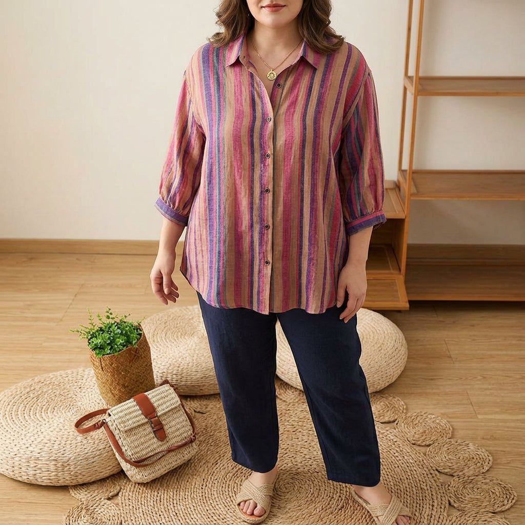 Charlotte - Cotton Digital Printed Comfort Shirt - Plus size model