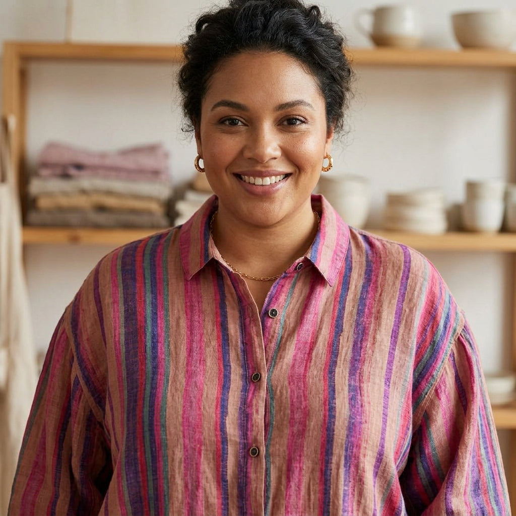 Charlotte - Cotton Digital Printed Comfort Shirt - Plus size model