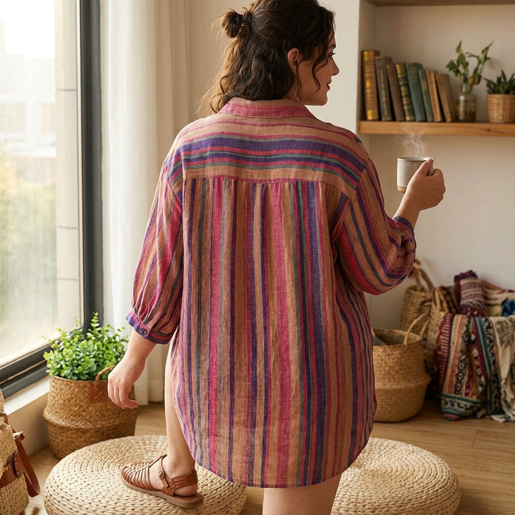 Charlotte - Cotton Digital Printed Comfort Shirt - Plus size model