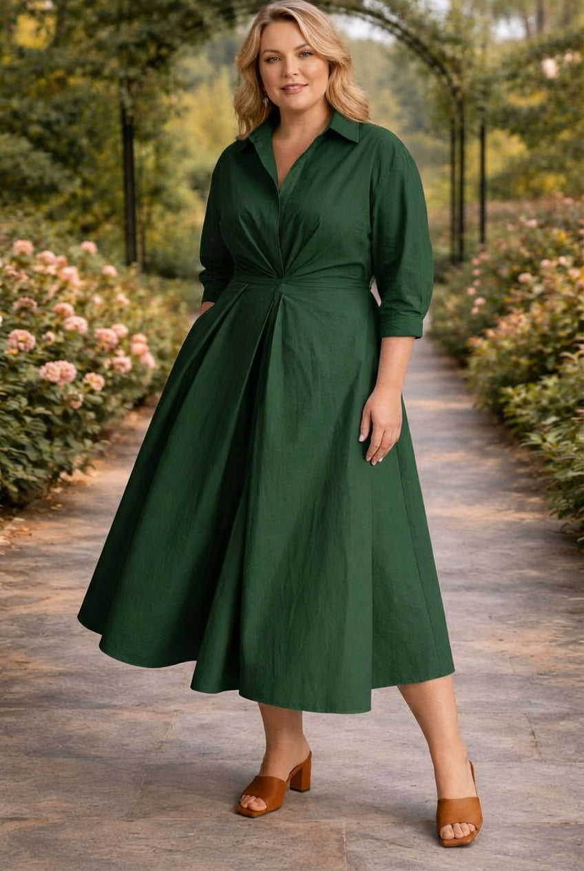 Monroe | Wrap-Front Flowing Maxi Dress - Plus size model