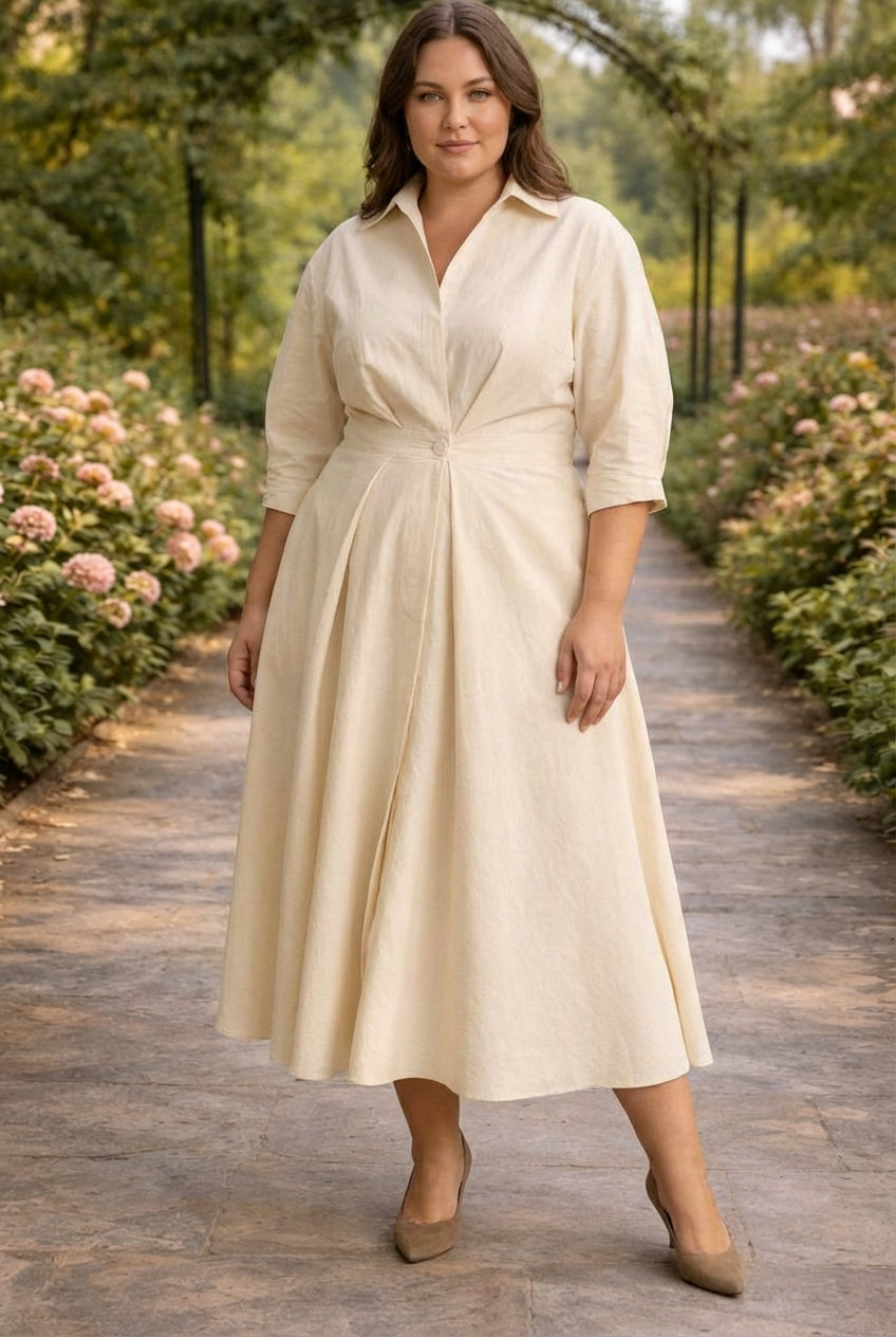 Monroe | Wrap-Front Flowing Maxi Dress - Plus size model