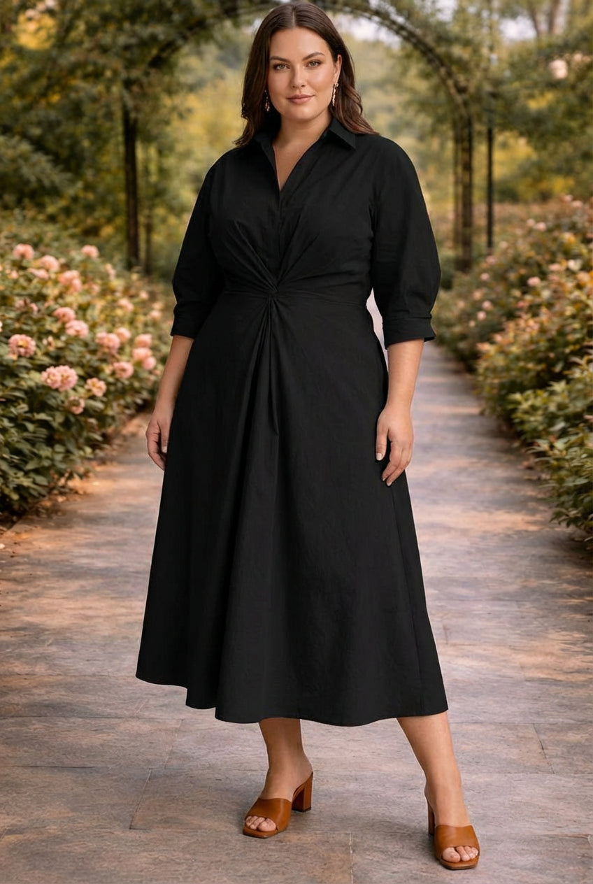Monroe | Wrap-Front Flowing Maxi Dress - Plus size model