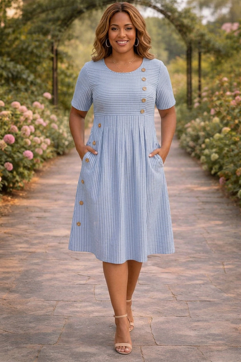 Wanda™ Striped Midi Dress - Plus size model