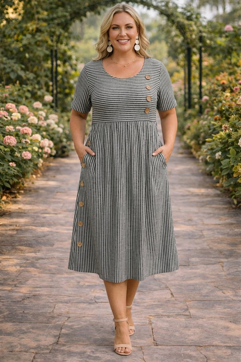 Wanda™ Striped Midi Dress - Plus size model