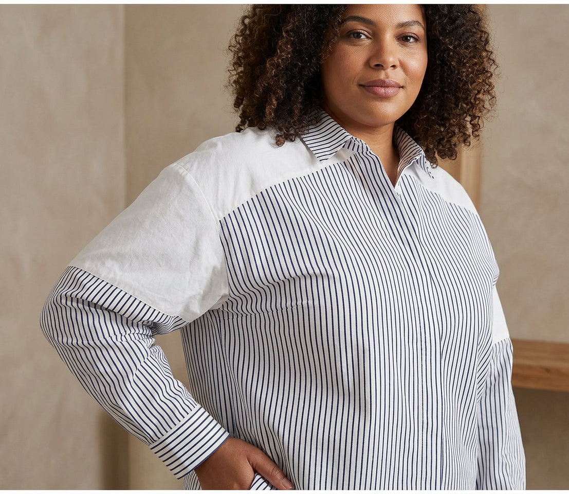 Amelia - Pure Cotton Women’s Digital Printed Shirt - Plus size model