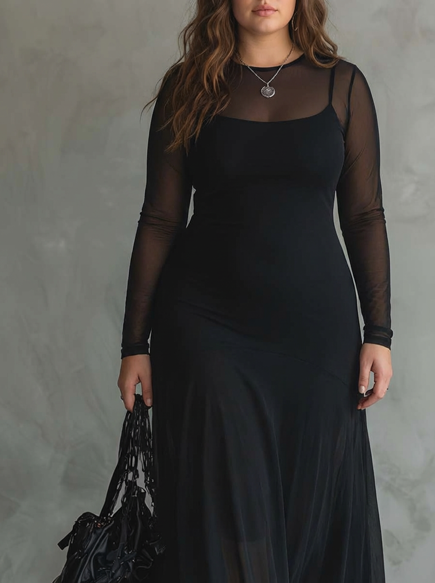 ADELAIDE | LOOSE-FIT TULLE MAXI DRESS - Plus size model