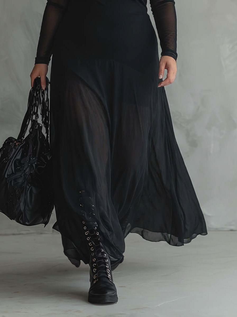 ADELAIDE | LOOSE-FIT TULLE MAXI DRESS - Plus size model