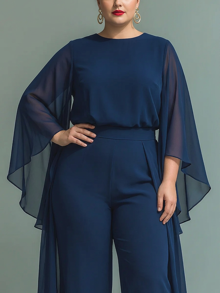Aurelia | Elegant Flowing Evening Jumpsuit - Plus size model