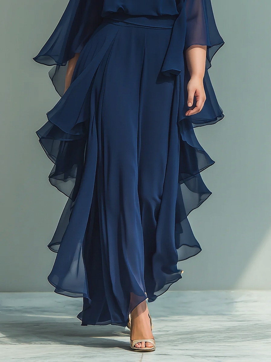 Aurelia | Elegant Flowing Evening Jumpsuit - Plus size model