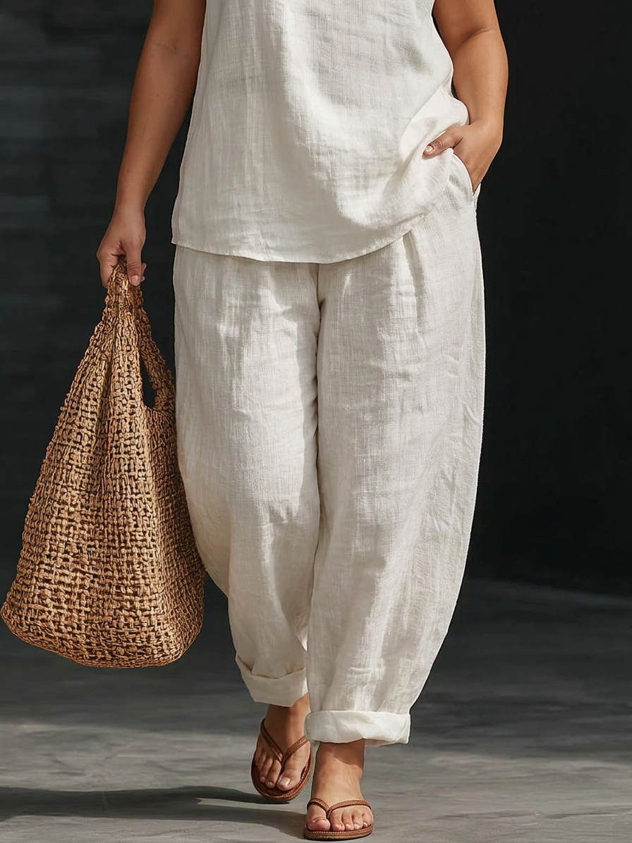 Zoë™ Sleeveless Set with Wide Pants - Plus size model