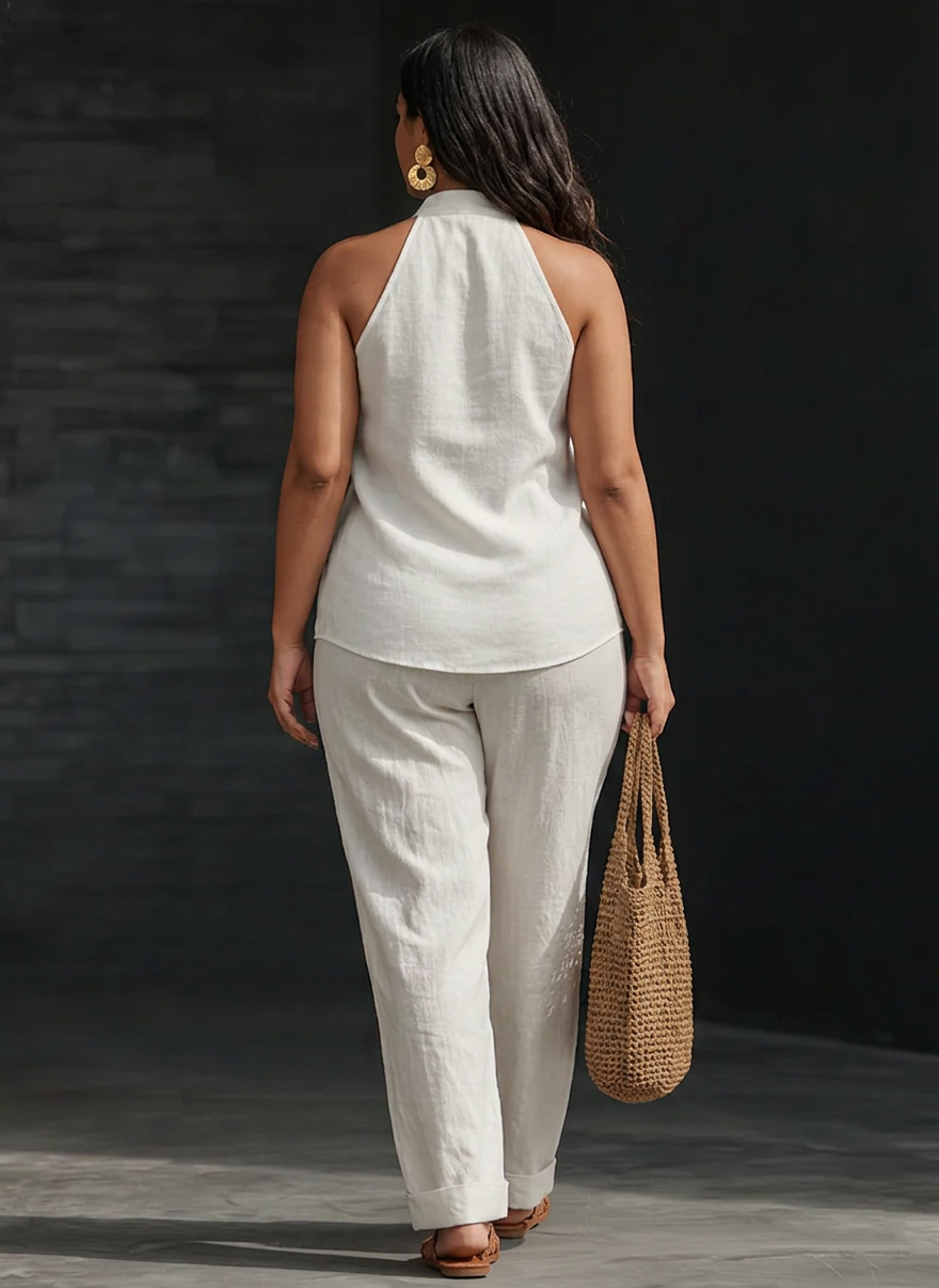 Zoë™ Sleeveless Set with Wide Pants - Plus size model