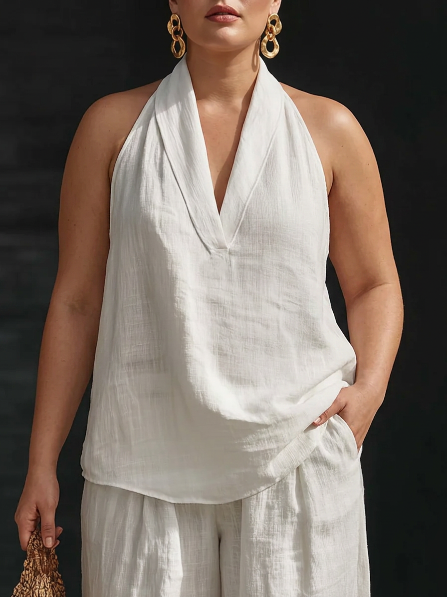 Zoë™ Sleeveless Set with Wide Pants - Plus size model