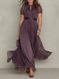 Ashley | Vintage Elegant Chiffon Maxi Dress - Plus size model