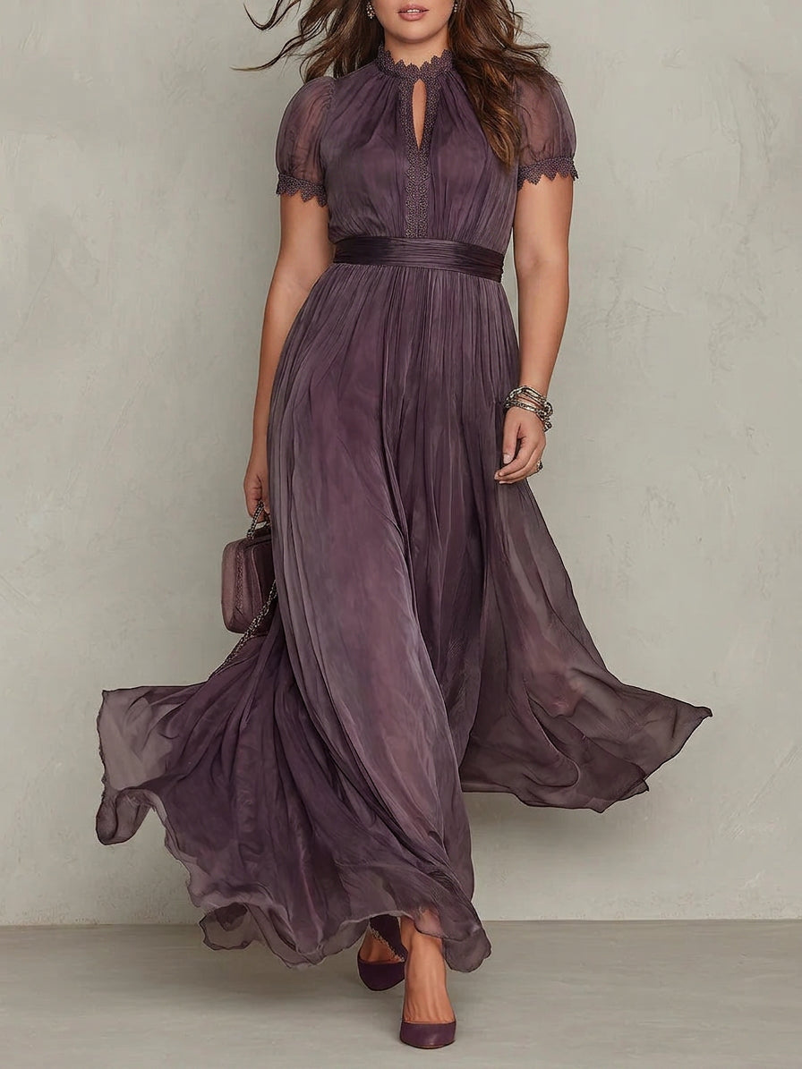 Ashley | Vintage Elegant Chiffon Maxi Dress - Plus size model