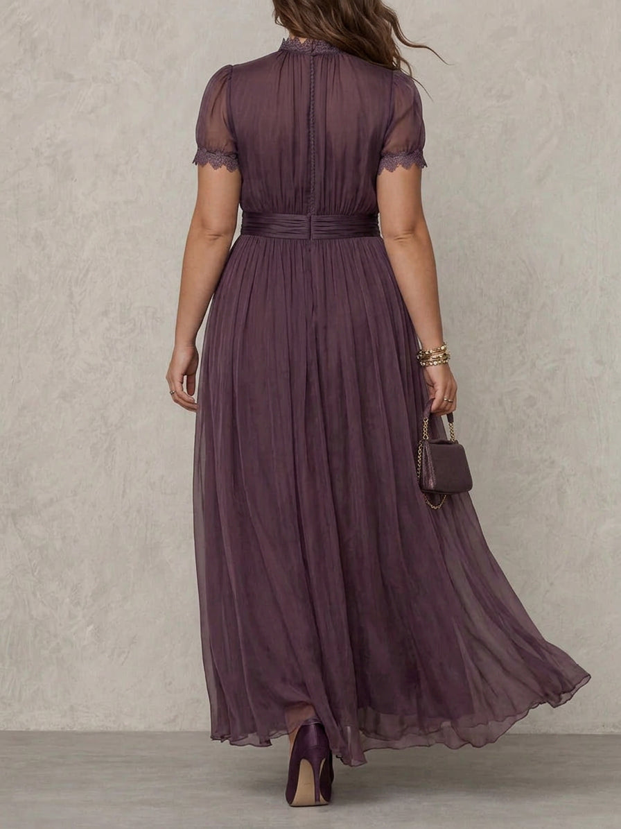 Ashley | Vintage Elegant Chiffon Maxi Dress - Plus size model