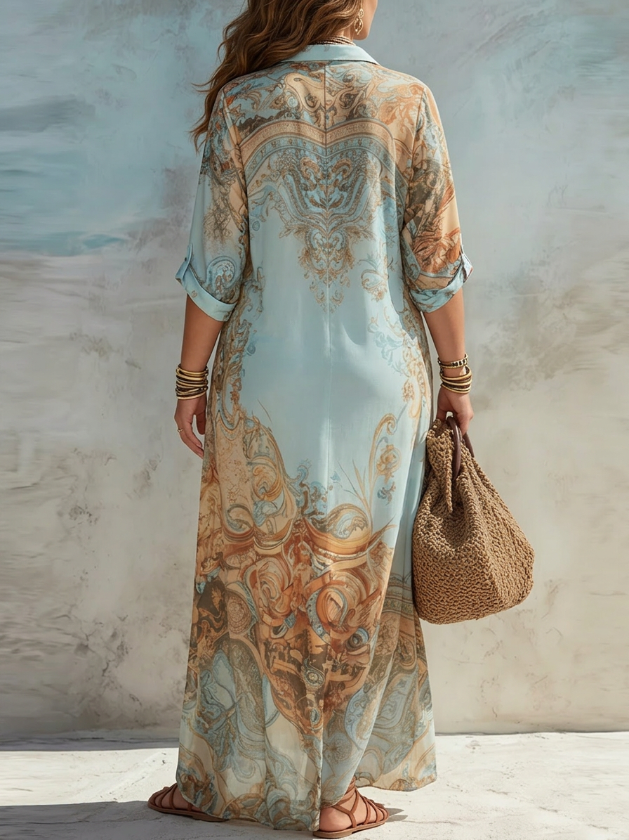 Lorna | Mediterranean Shirt Dress - Plus size model