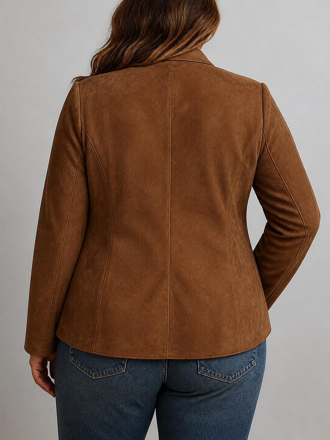 Women’s Vintage Brown Blazer - Plus size model